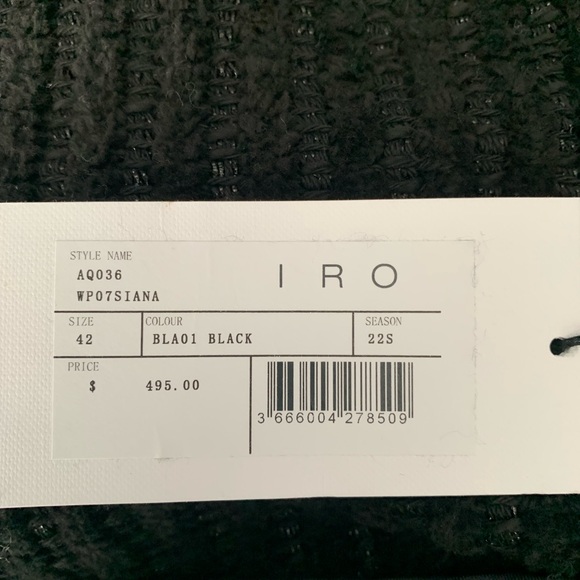 IRO PARIS SIANA Black Puff Sleeve Jacket size 42 - Picture 8 of 14